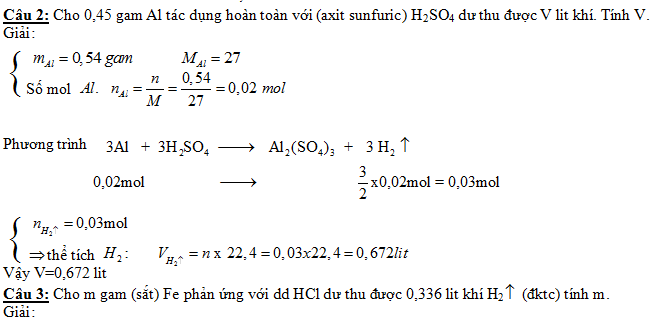 Bài tập án dụng công thức n = V / 22,4 (có lời giải chi tiết)