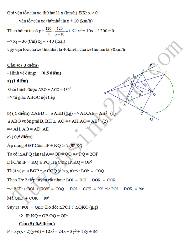 De thi thu vao lop 10 mon Toan 2016 - THCS Bich Hoa