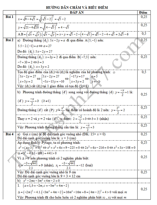 De thi thu vao lop 10 mon Toan - THCS Le Quy Don 2016