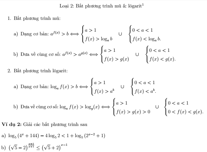 Phương trình, bất phương trình,hệ phương trình mũ - logarit qua 1 số đề thi đại học