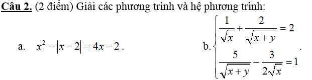 De thi hoc ki 1 lop 10 mon Toan nam 2014 Truong THPT Chu Van An