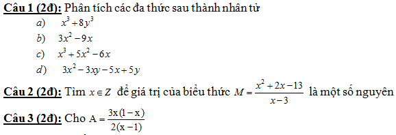 De thi hoc ki 1 lop 8 mon Toan nam 2014