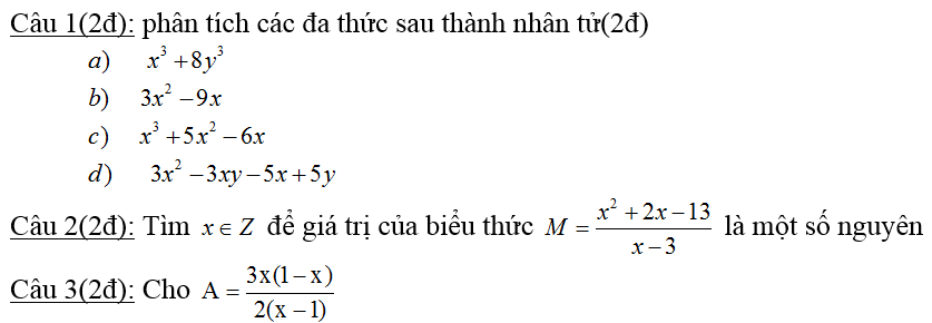 De thi hoc ki 1 lop 8 mon Toan nam 2014 THCS Tran Quang Dieu