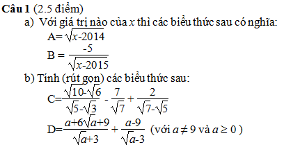 De kiem tra hoc ki 1 mon Toan lop 9 - Thanh Oai nam 2015