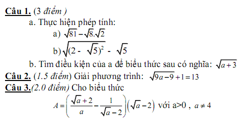 De thi giua ki 1 lop 9 mon Toan nam 2015 - De 1