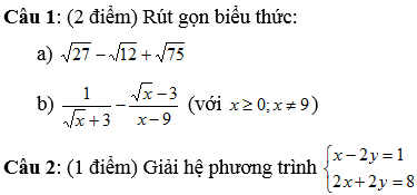 De thi hoc ki 1 lop 9 mon Toan THCS Hong Duong nam 2014