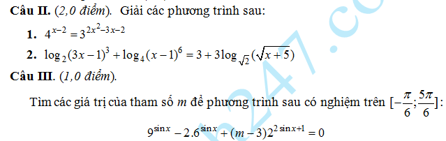 De thi hoc ki 1 lop 12 mon Toan nam 2014 - THPT Chu Van An