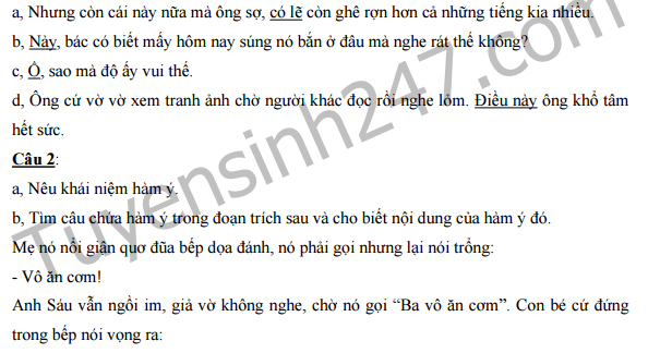 Đề thi giữa học kì 2 lớp 9 môn Văn - THCS Nam Trực 2016