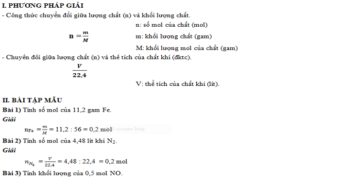 Bài tập tổng hợp vận dụng công thức n = m/ M; v = v/ 22,4 (có đáp án)