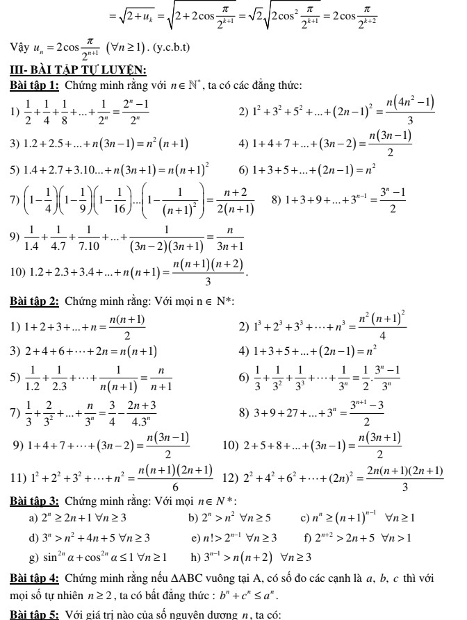 phương pháp quy nạp toán học 11