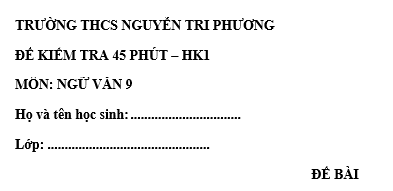 Đề kiểm tra 45 phút lớp 9 môn Văn học kì 1 - THCS Nguyễn Tri Phương
