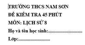 Đề kiểm tra 45 phút lớp 8 môn Sử học kì 2 - THCS Nam Sơn