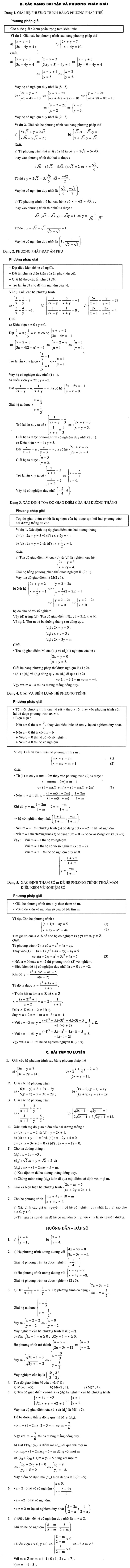 Giải hệ phương trình bằng phương pháp thế và phương pháp cộng đại số