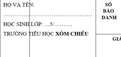 Đề kiểm tra giữa học kỳ 1 lớp 5 môn Toán - trường Tiểu học Xóm Chiếu 2018 có đáp án