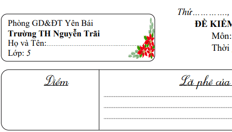 Đề thi giữa học kì 1 môn Toán lớp 5 năm 2018 - trường TH Nguyễn Trãi 