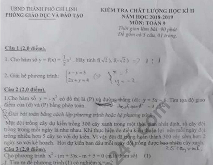 Đề thi học kì 2 lớp 9 môn Toán - Thành phố Hồ Chí Minh 2019
