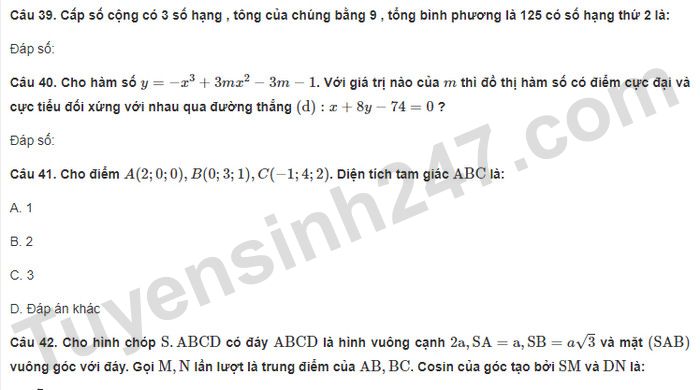 Đề luyện thi đánh giá năng lực Đại học Quốc gia Hà Nội số 3 - Phần định lượng