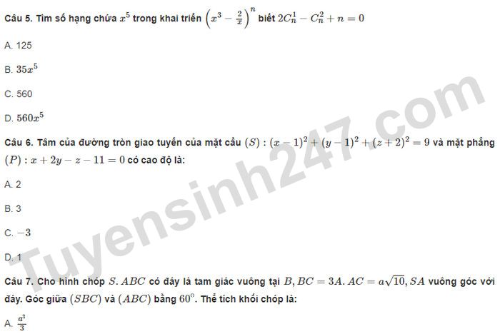 Đề thi thử đánh giá năng lực Hà Nội - phần Tư duy định lượng (đề 4)