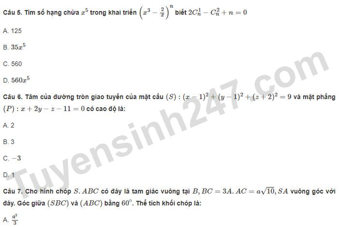 Đề luyện thi ĐGNL Đại học Quốc gia Hà Nội - Phần định lượng (đề 4)