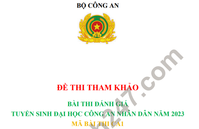 Đề tham khảo thi đánh giá năm 2023 Bộ Công an - Mã CA1 (có đáp án)