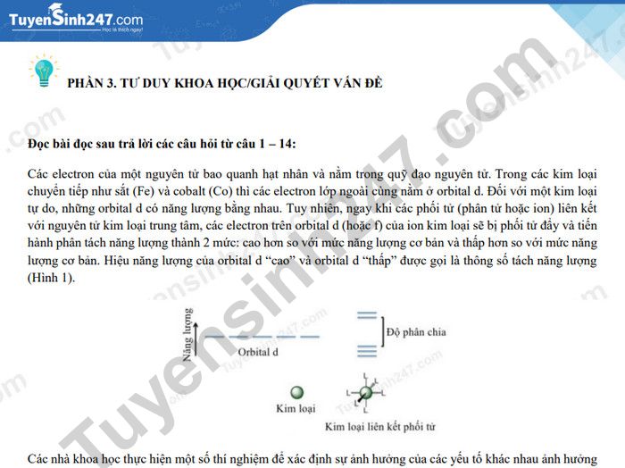 Đề thi thử đánh giá tư duy ĐHBK Hà Nội - Phần Khoa học/Giải quyết vấn đề (số 2)