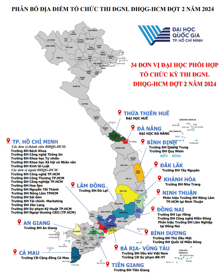 Chi tiết 34 địa điểm thi ĐGNL HCM đợt 2 năm 2024