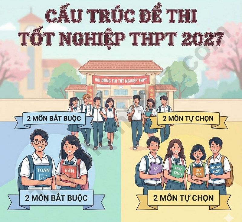 Cấu trúc môn thi tốt nghiệp THPT 2027 - Tất các các môn